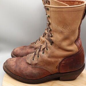 Rocky Boots Men 12 Brown Leather Western Work Lacer Outdoors Work 2843 Flaws